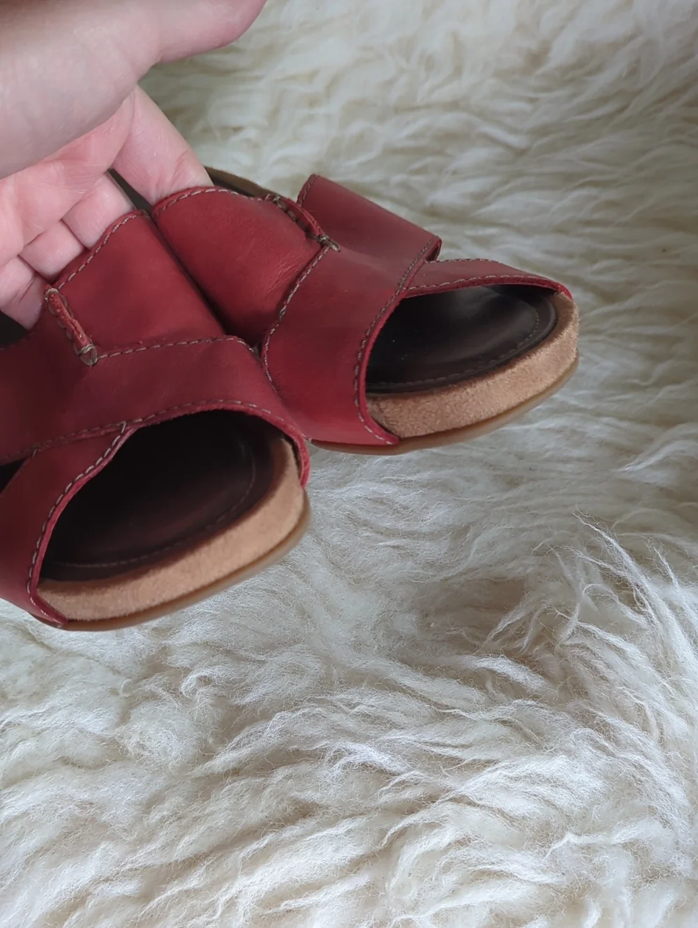 Naturalizer - Red Leather Wedge Sandals